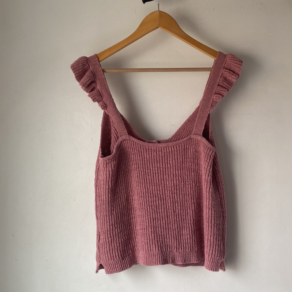 Madewell M Ruffle-Strap Button-Front Sweater Tank… - image 5